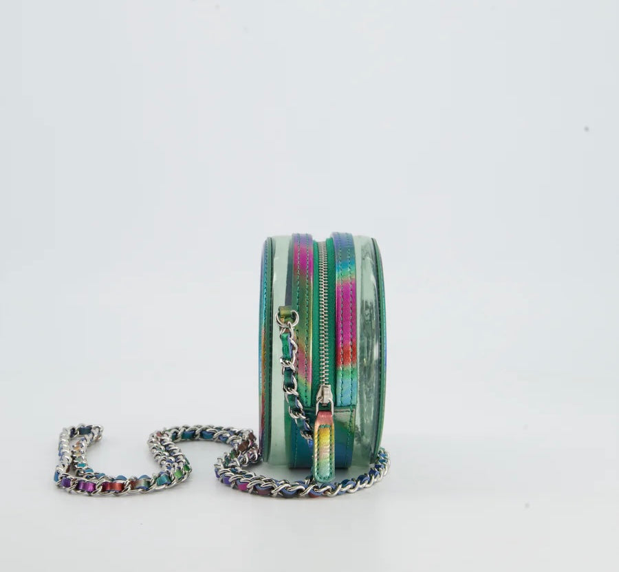 Chanel Green Multicolour Filigree Round Clutch with Chain Crossbody Bag