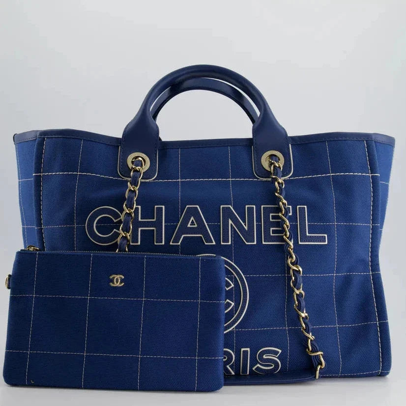 Chanel Deauville Tote Bag in Blue Canvas from the 2023 Cruise Collection