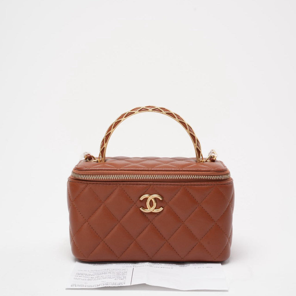 Chanel Caramel Long Vanity Case with Chain Top Handle