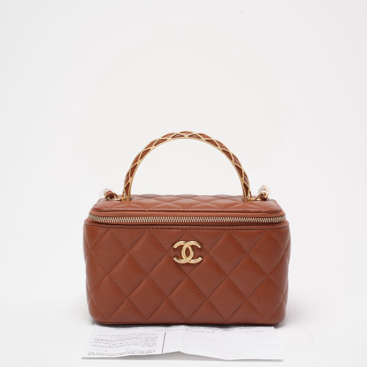 Chanel Caramel Long Vanity Case with Chain Top Handle