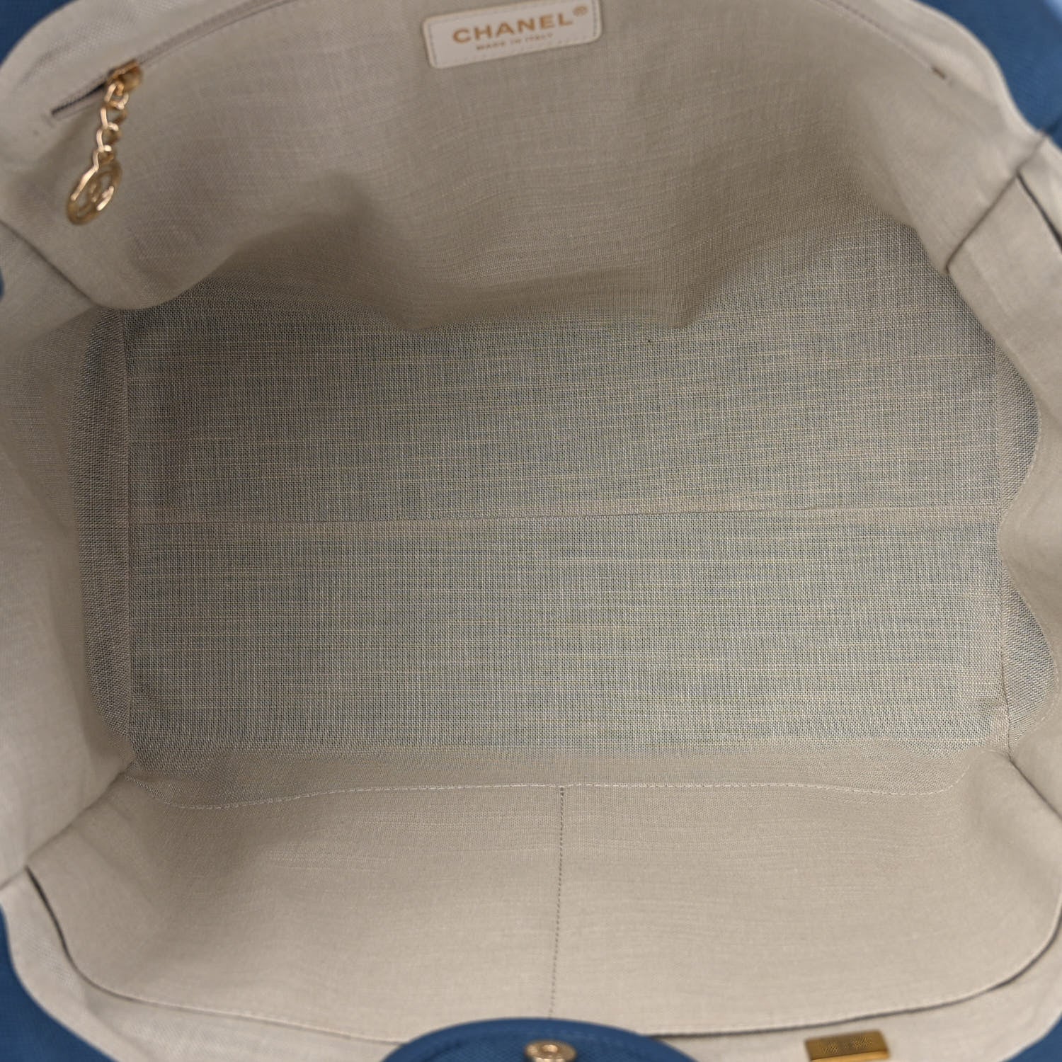 Chanel Deauville Tote Bag in Blue Canvas from the 2023 Cruise Collection