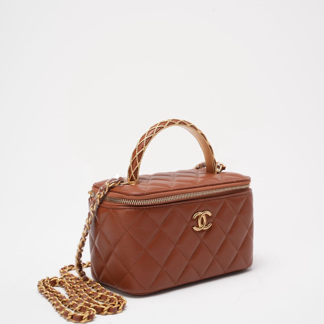 Chanel Caramel Long Vanity Case with Chain Top Handle