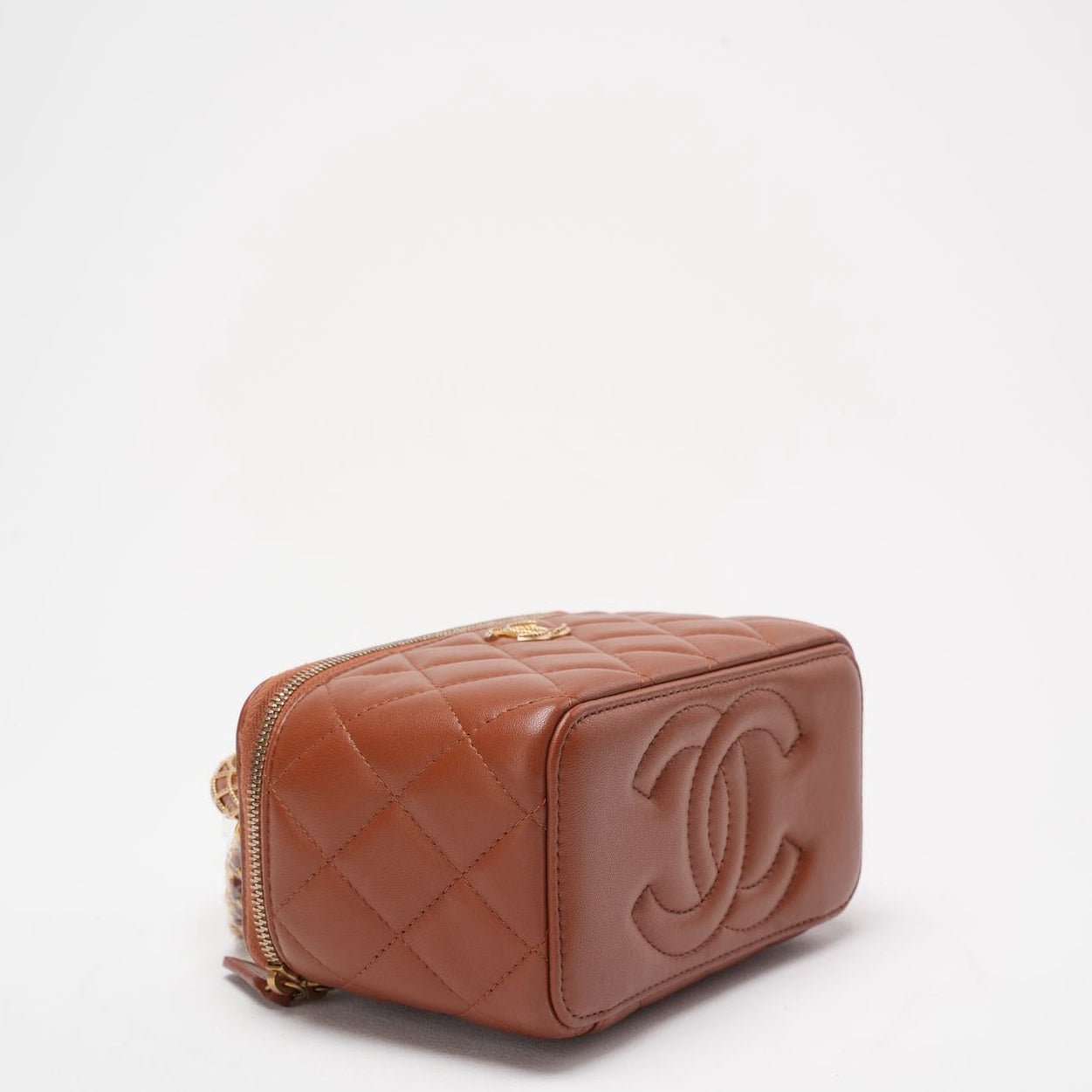 Chanel Caramel Long Vanity Case with Chain Top Handle