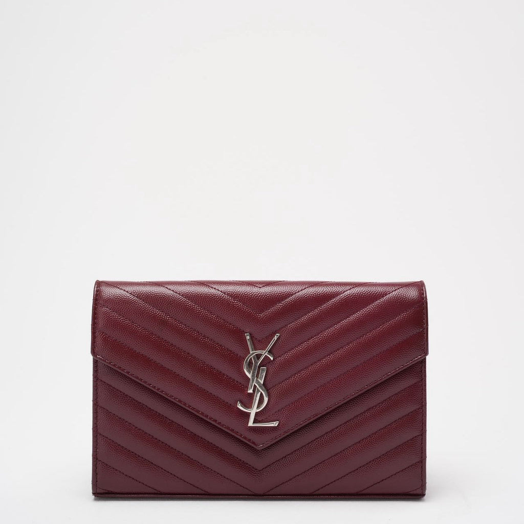Saint Laurent Medium Wallet on Chain Burgundy Monogram