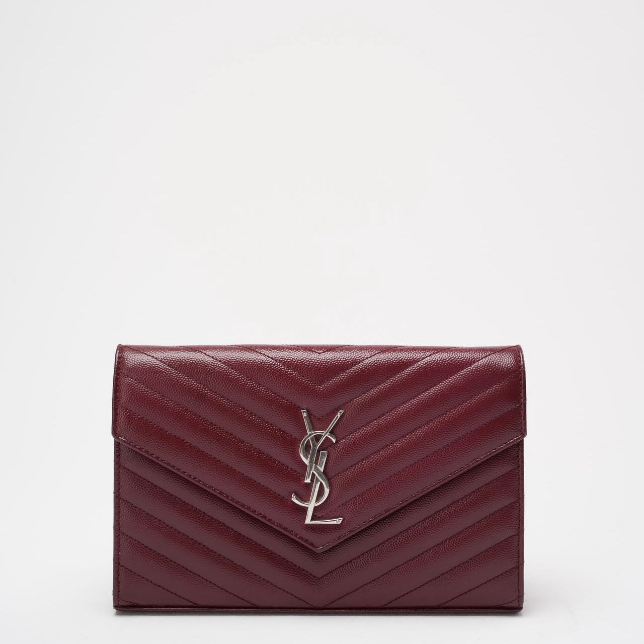 Saint Laurent Medium Wallet on Chain Burgundy Monogram