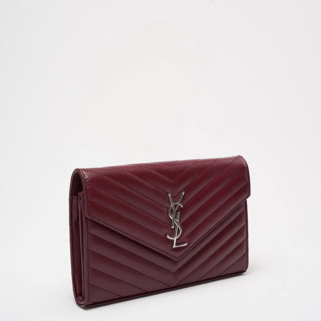 Saint Laurent Medium Wallet on Chain Burgundy Monogram