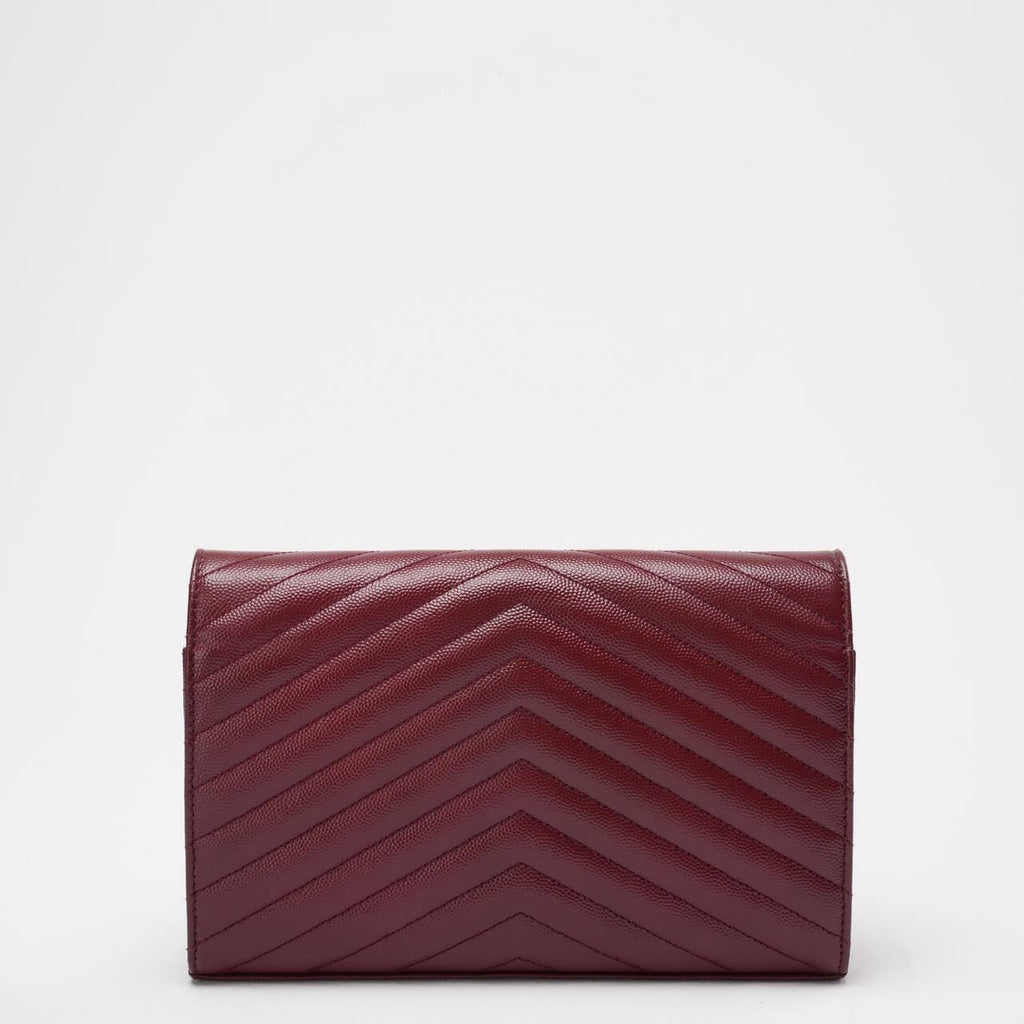 Saint Laurent Medium Wallet on Chain Burgundy Monogram