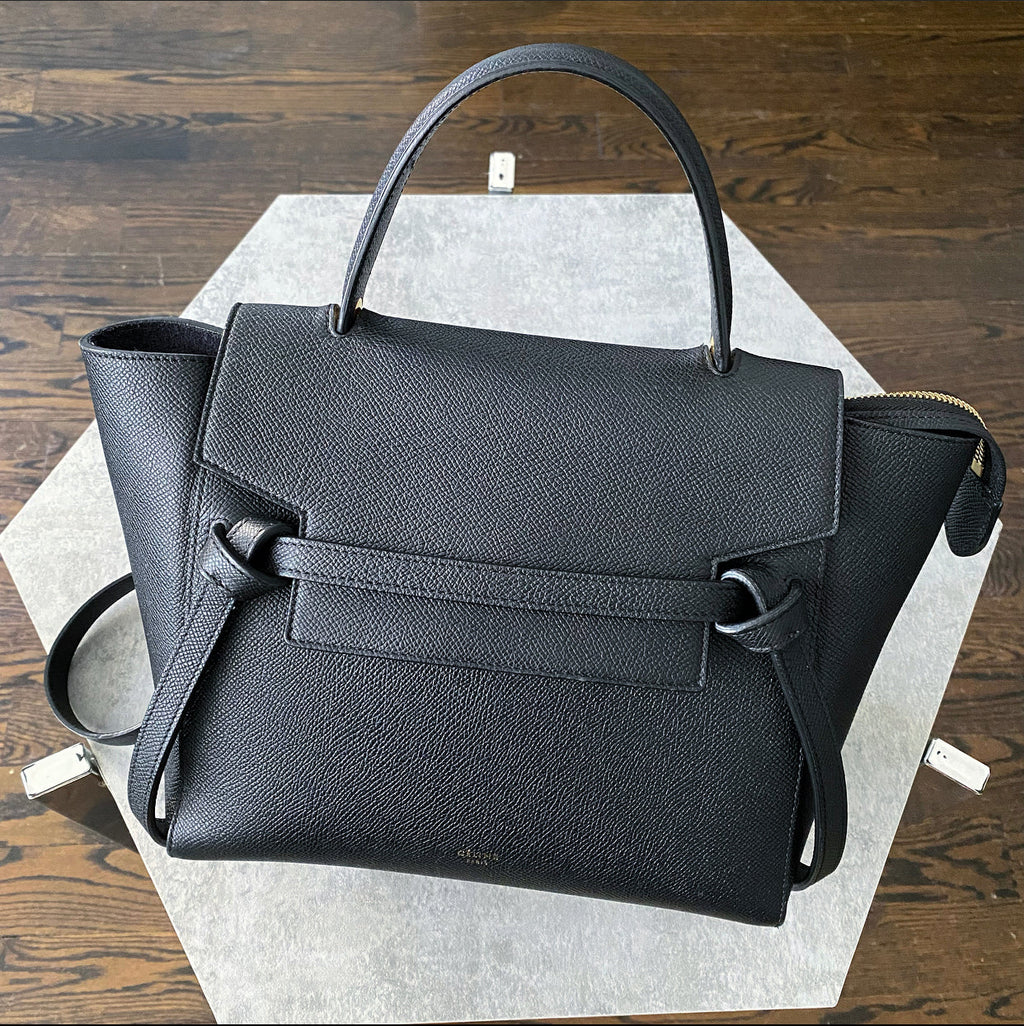 Celine Micro Grained Black Leather Belt Bag
