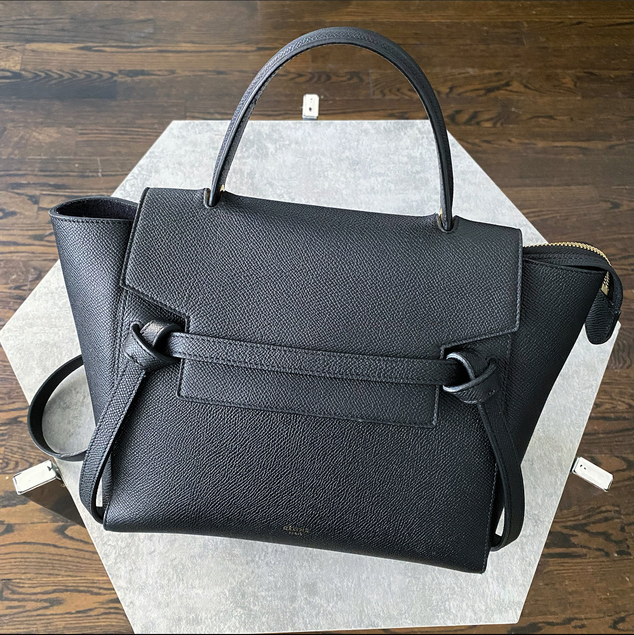 Celine Micro Grained Black Leather Belt Bag
