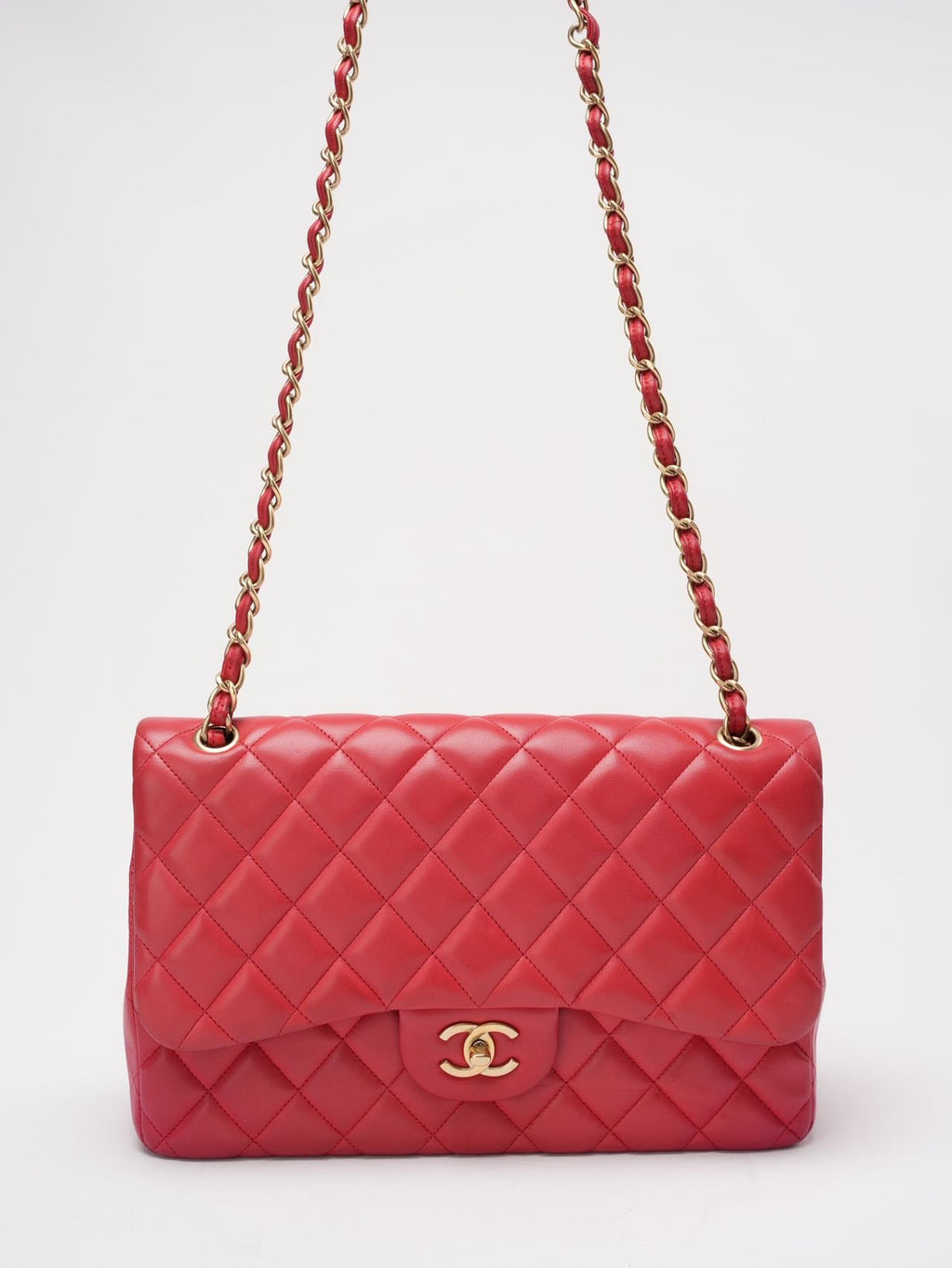 Chanel Timeless Classic Double Flap Jumbo Bag Red Lambskin