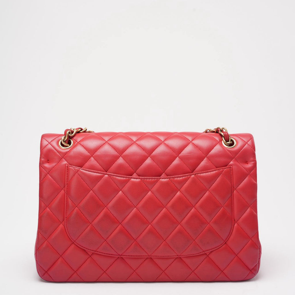 Chanel Timeless Classic Double Flap Jumbo Bag Red Lambskin