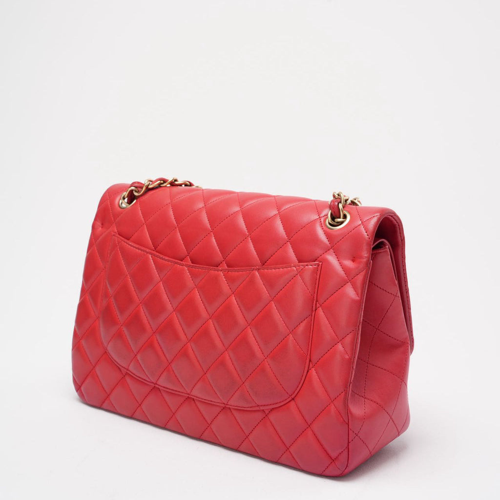 Chanel Timeless Classic Double Flap Jumbo Bag Red Lambskin