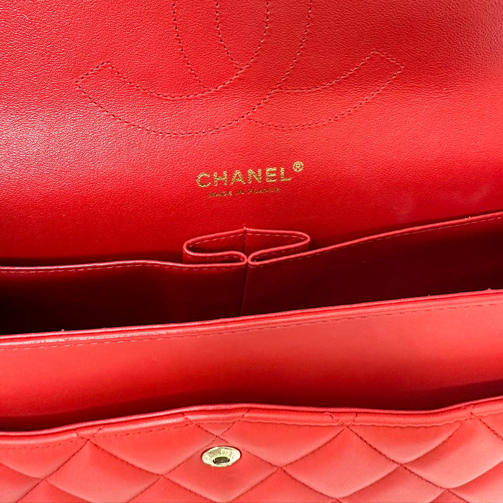 Chanel Timeless Classic Double Flap Jumbo Bag Red Lambskin