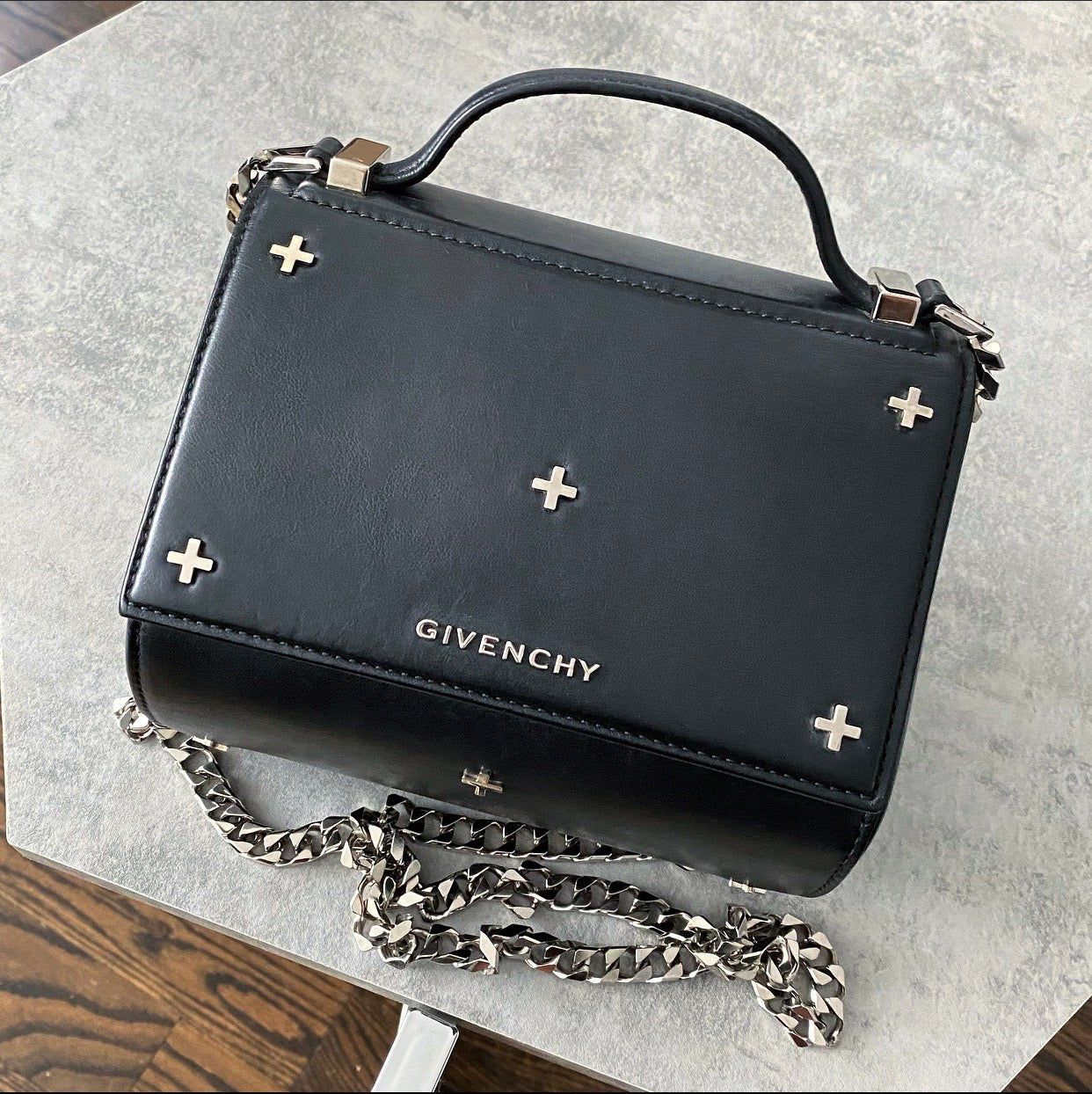 Givenchy Black Mini Pandora Box Chain Crossbody Bag