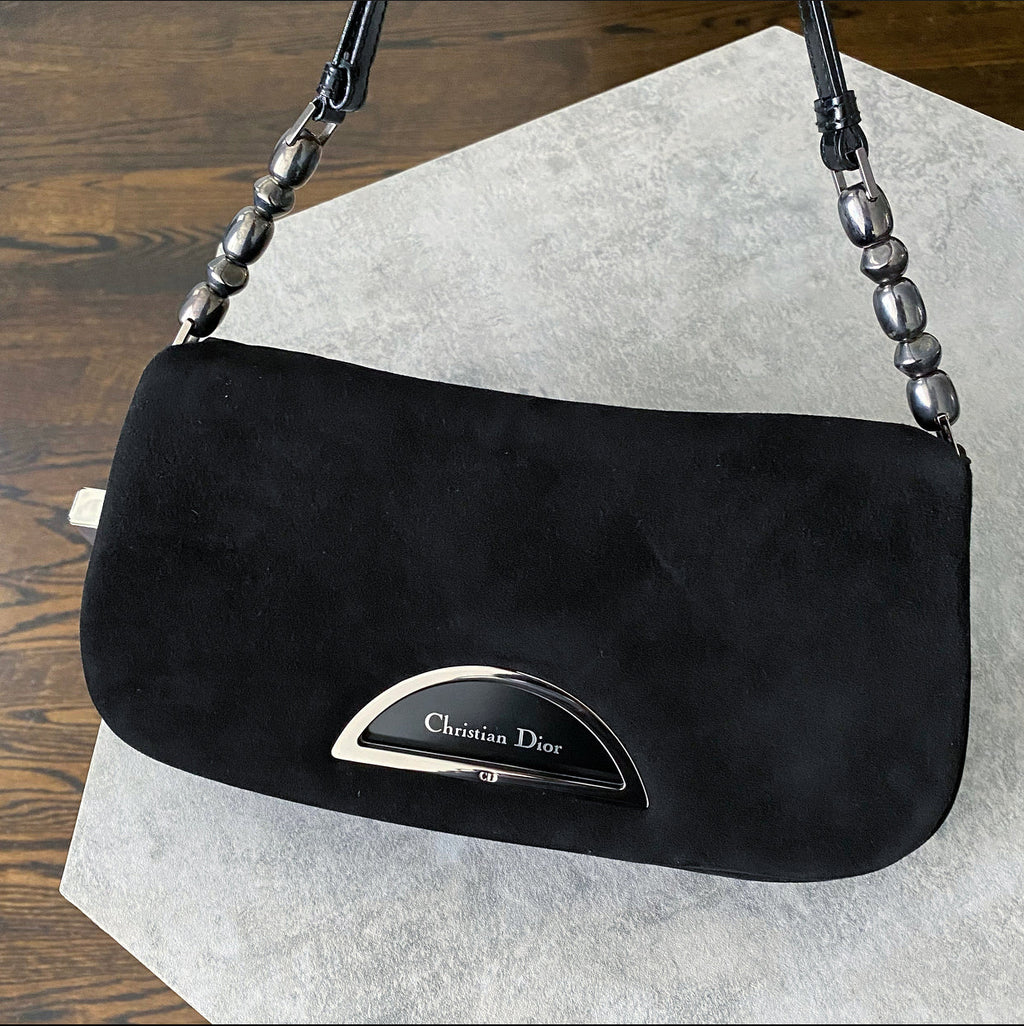 Dior John Galliano Vintage Early 2000's Malice Black Suede Bag