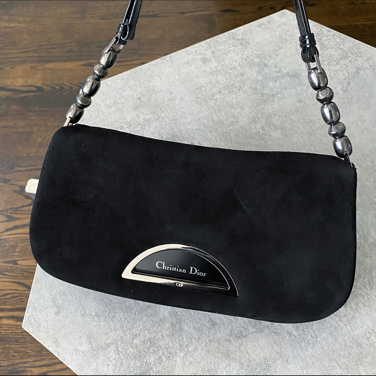 Dior John Galliano Vintage Early 2000's Malice Black Suede Bag