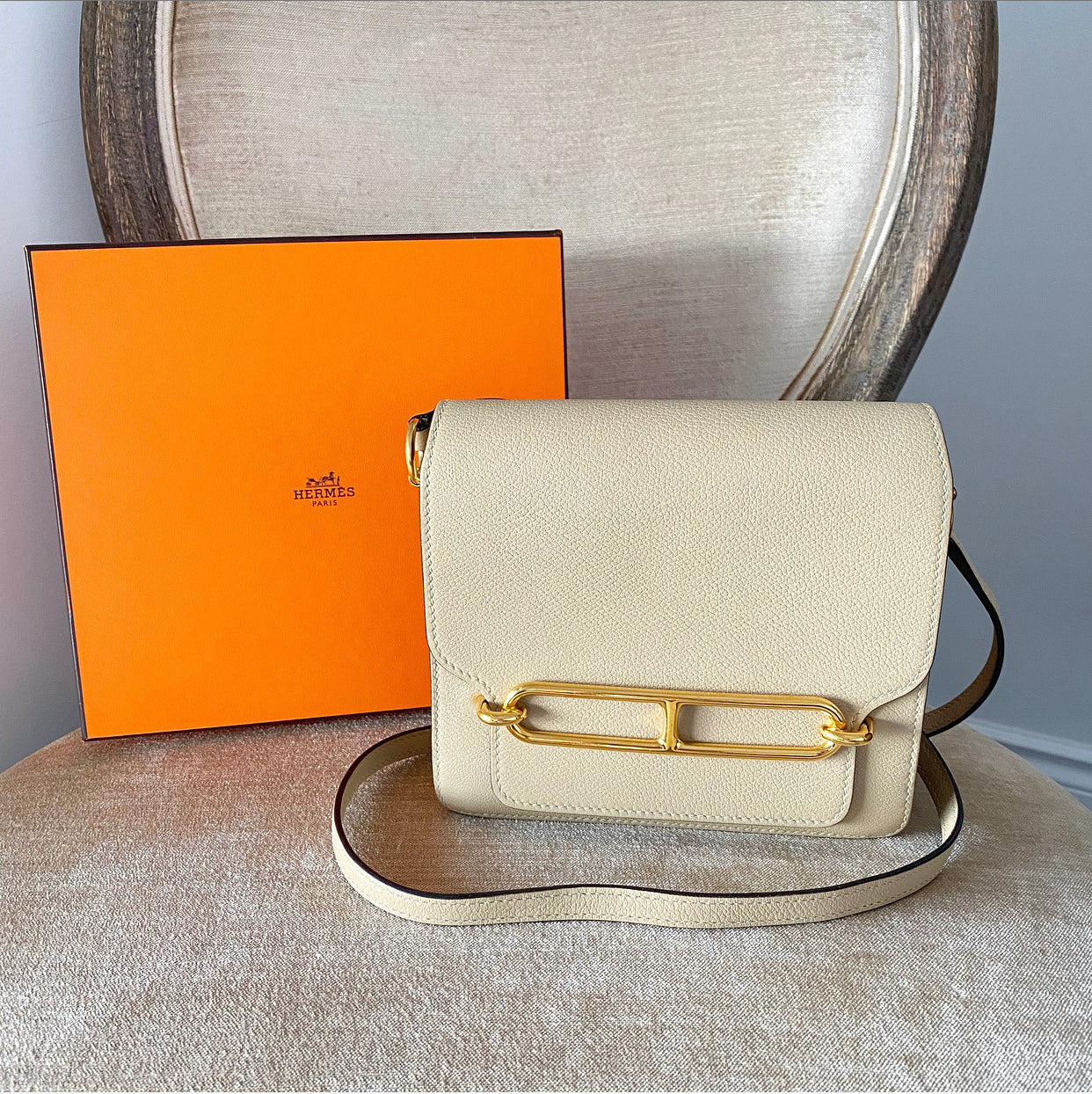Hermes Mini 18cm Sac Roulis Shoulder Bag in Evercolor Trench