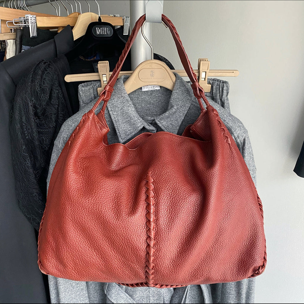 Bottega Veneta Burgundy Whipstitched Large Tote Bag