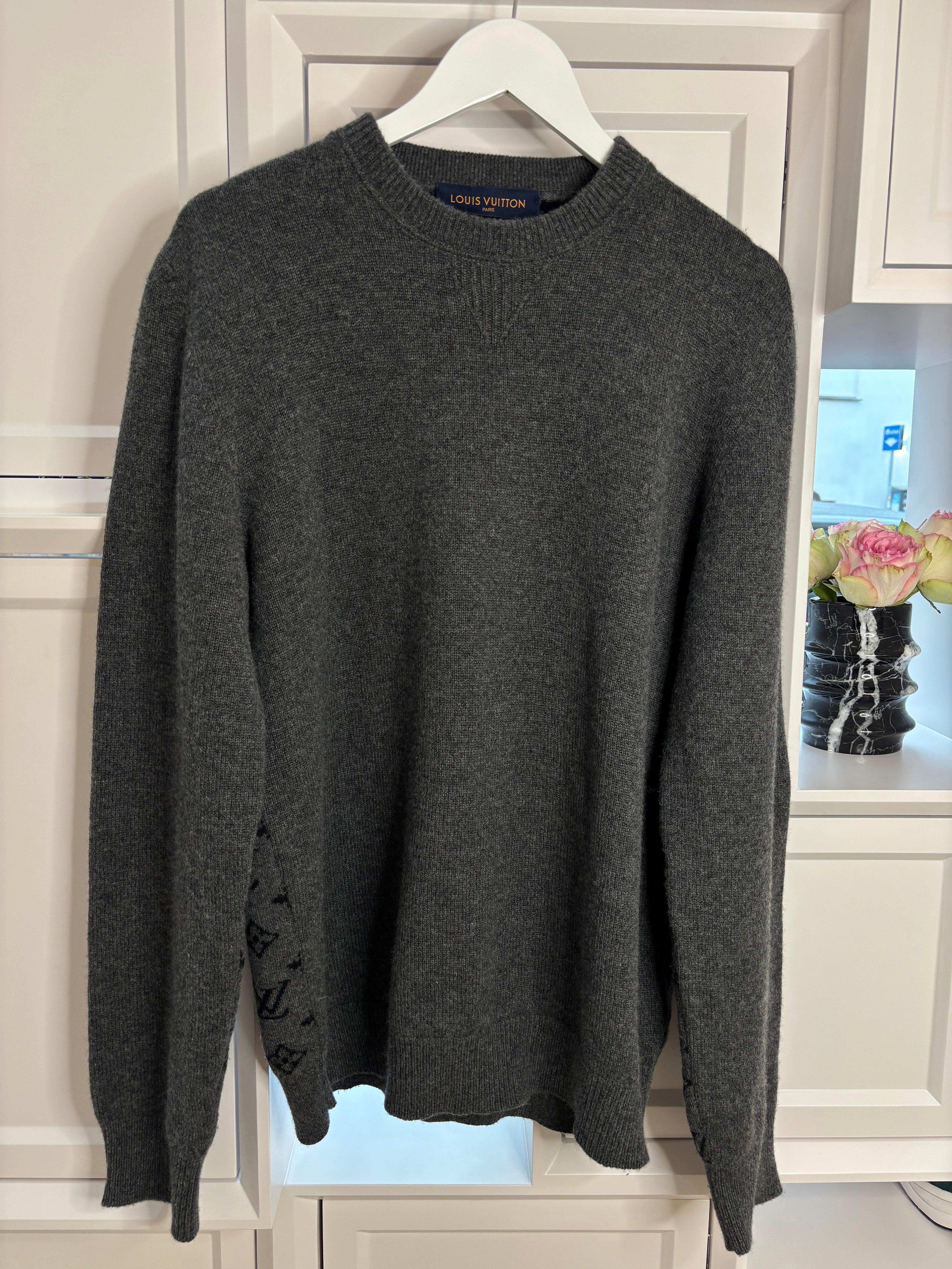 Louis Vuitton Gray Gradient Monogram Crew Neck Sweater Size L
