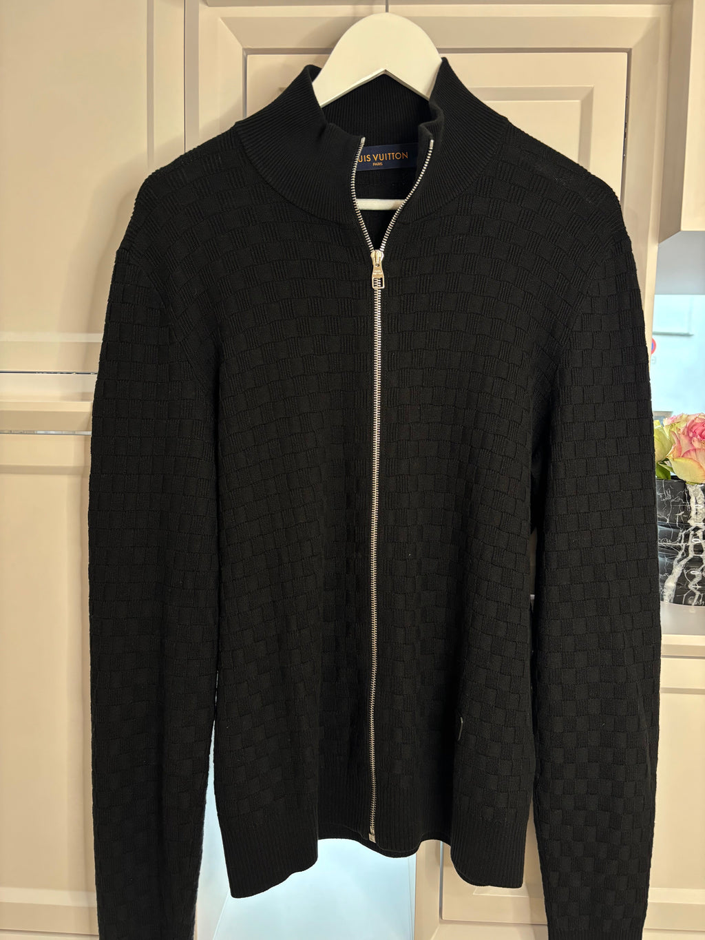 Louis Vuitton Black igan with Damier Motif Size M