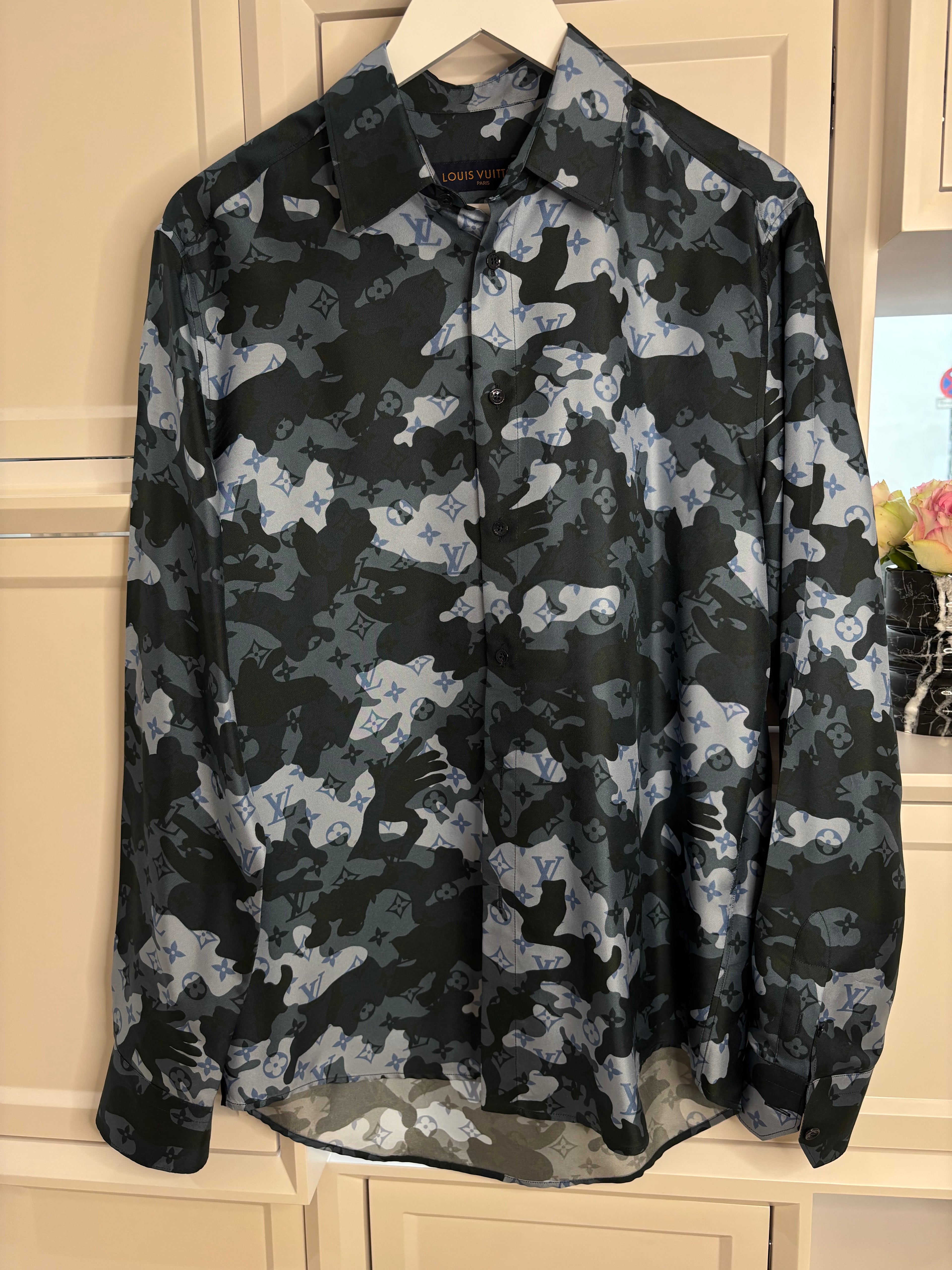 Louis Vuitton Multicolor Camo Regular Silk Shirt Size M
