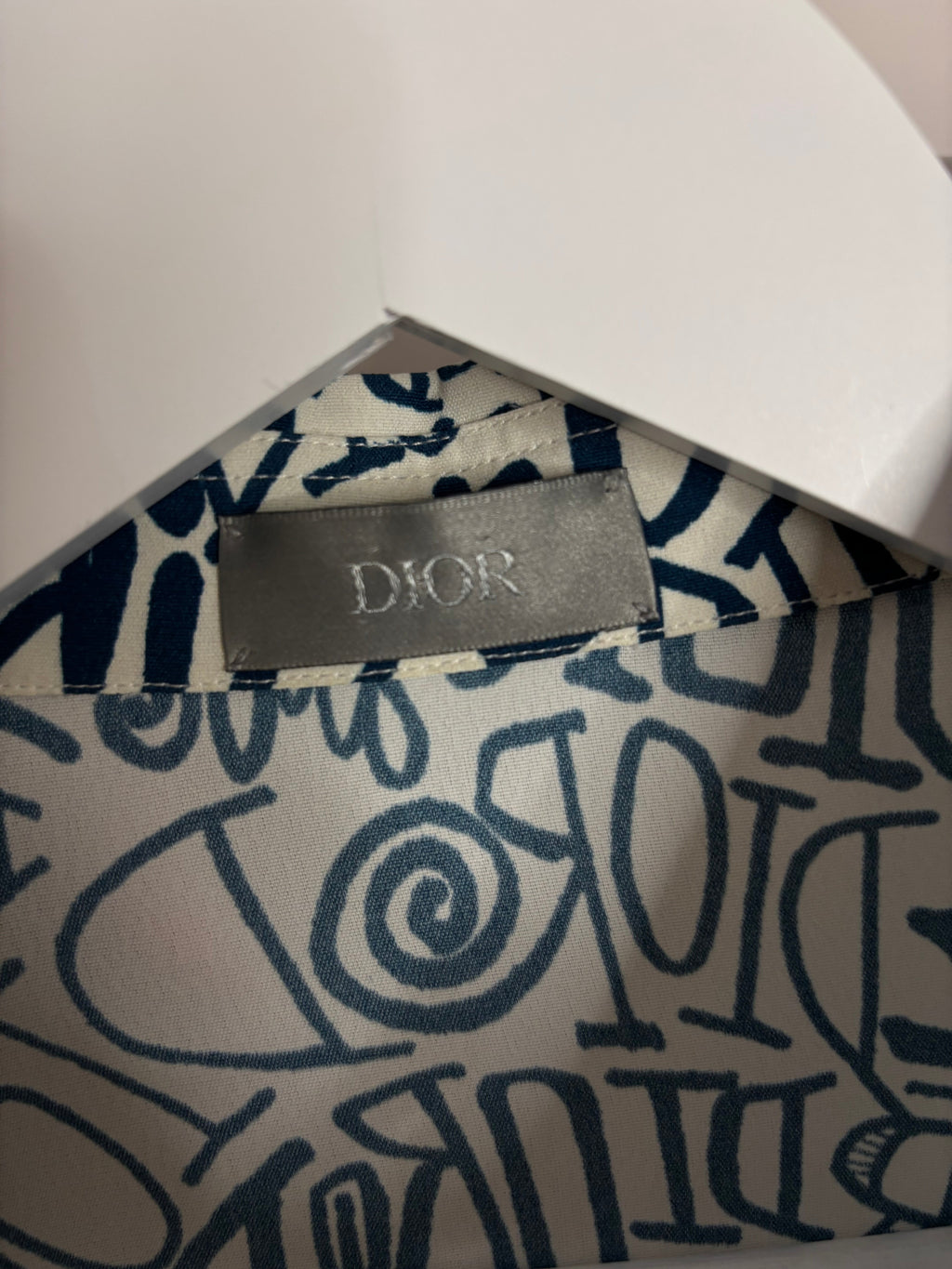 Dior White Logo Print Long Sleeve Shirt Men's Size 39