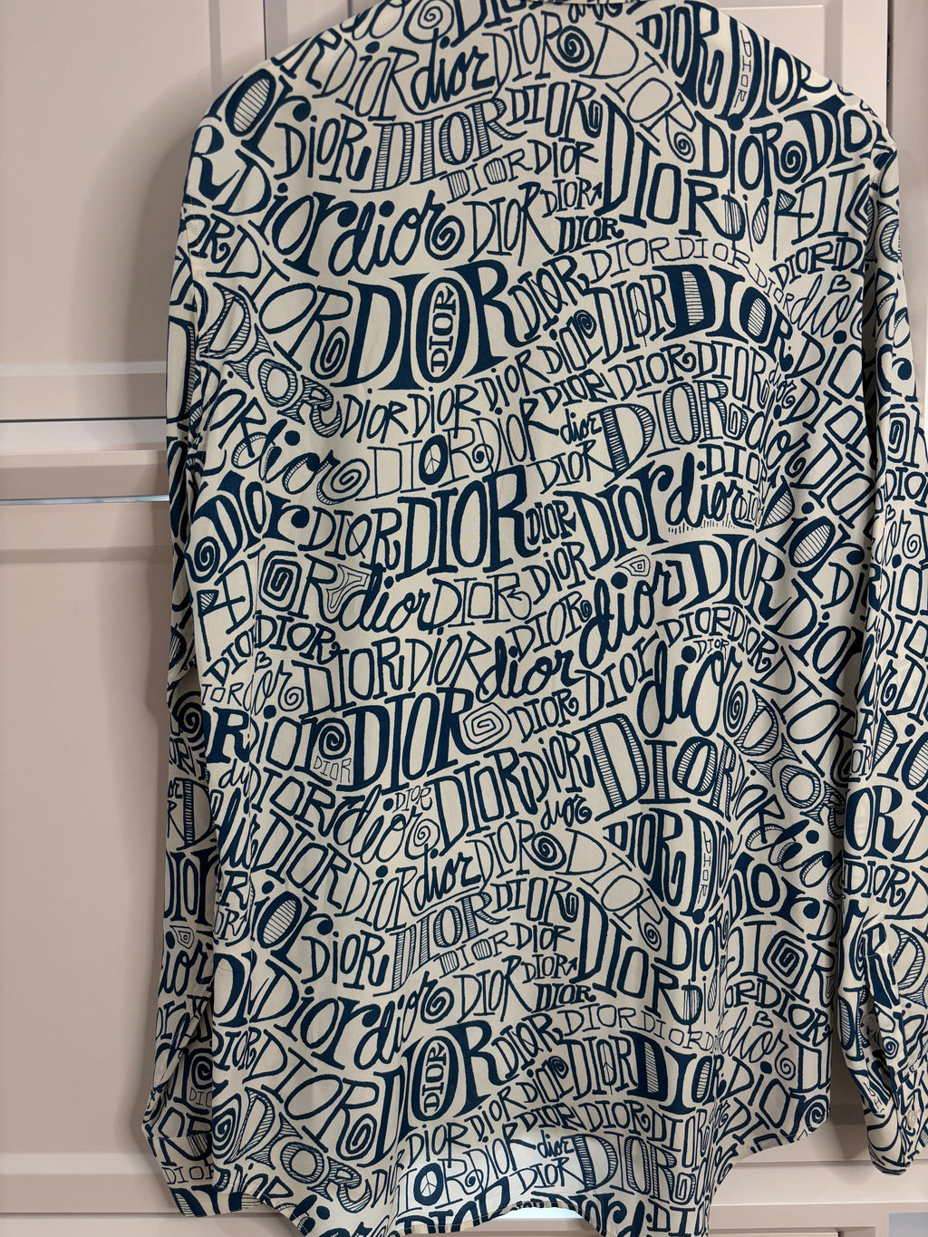 Dior White Logo Print Long Sleeve Shirt Men's Size 39