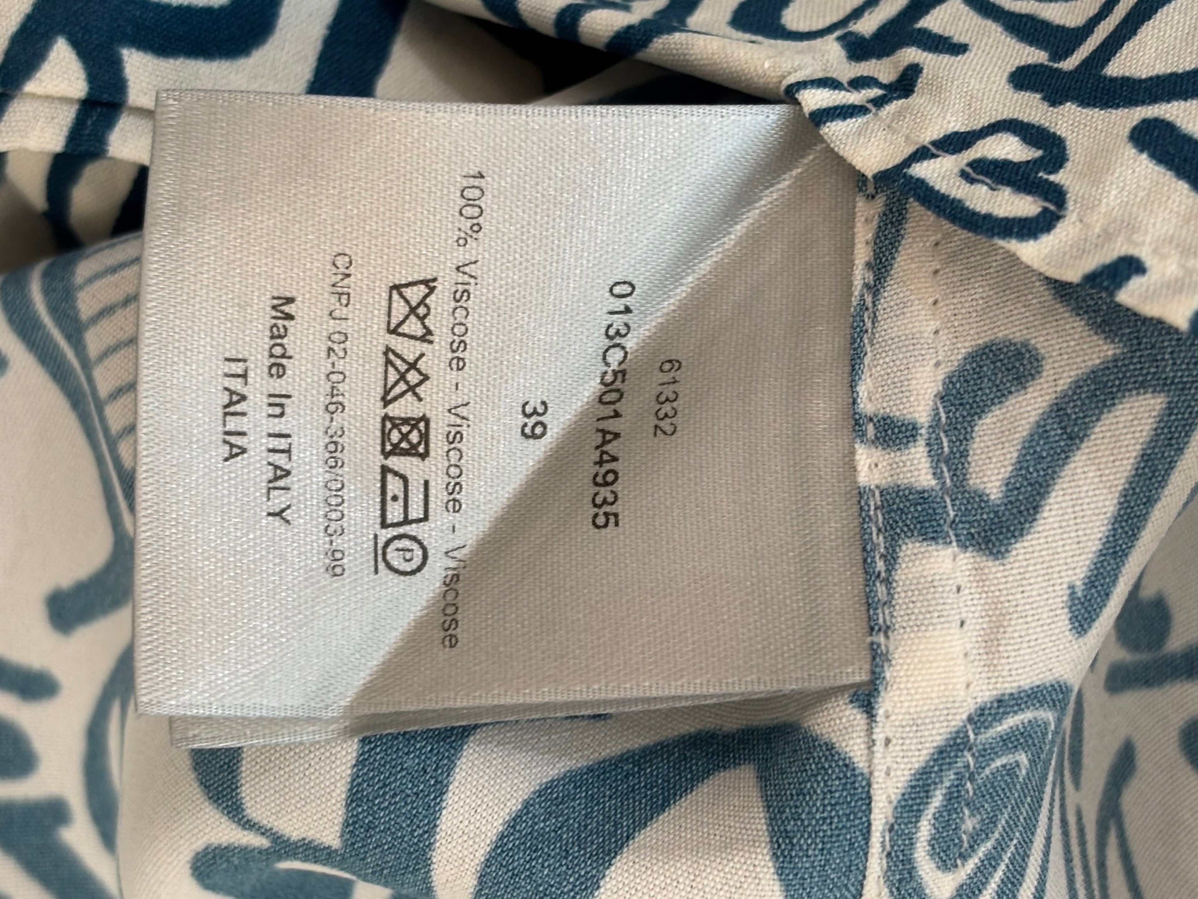 Dior White Logo Print Long Sleeve Shirt Men's Size 39