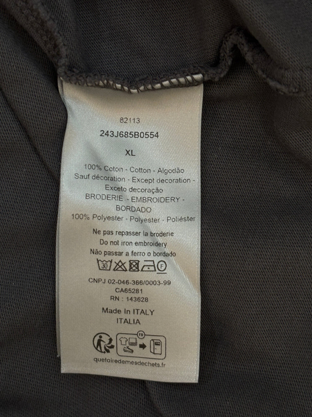 Christian Dior Gray Couture T-shirt Relaxed Fit Men's XL