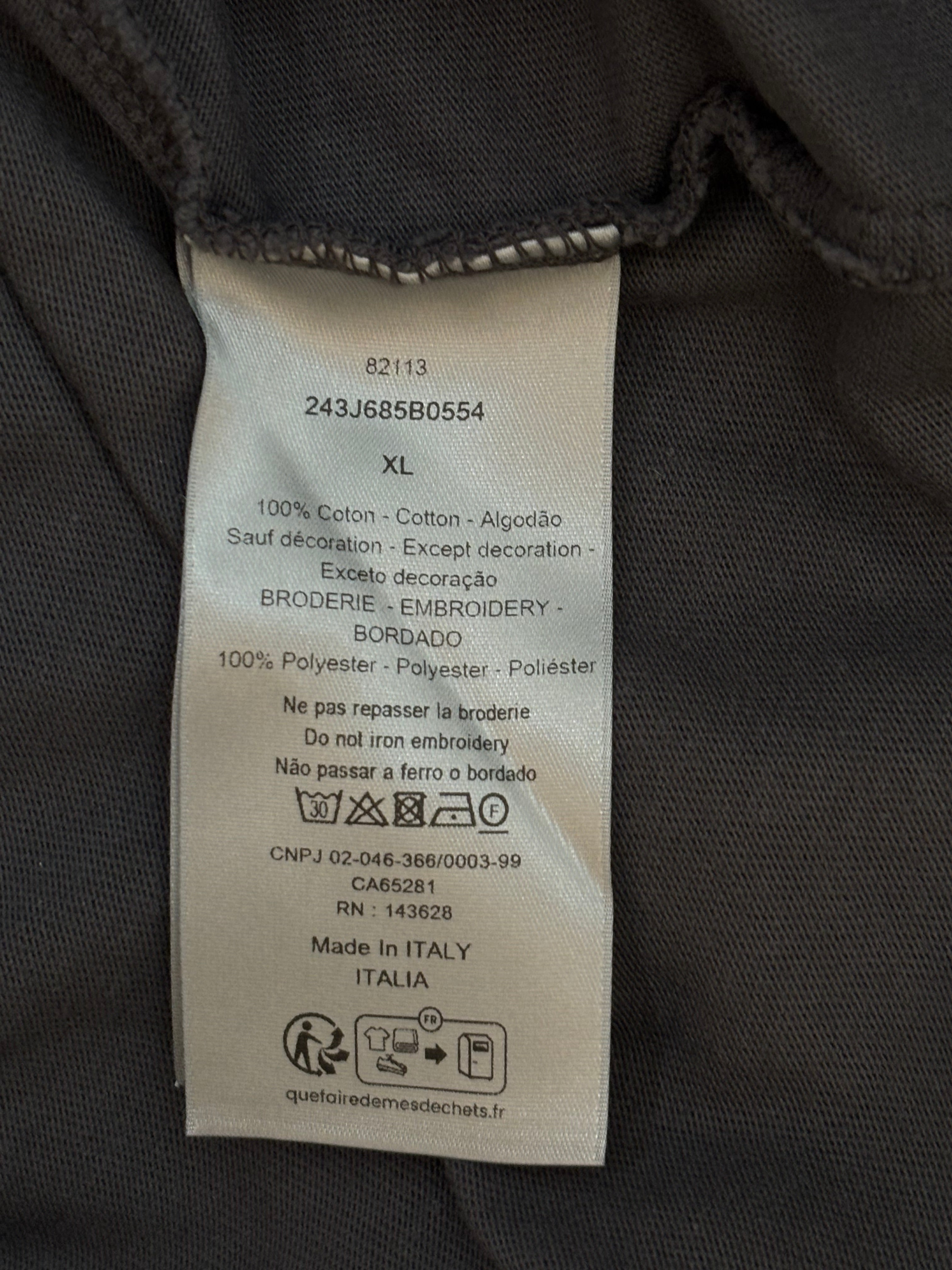Christian Dior Gray Couture T-shirt Relaxed Fit Men's XL