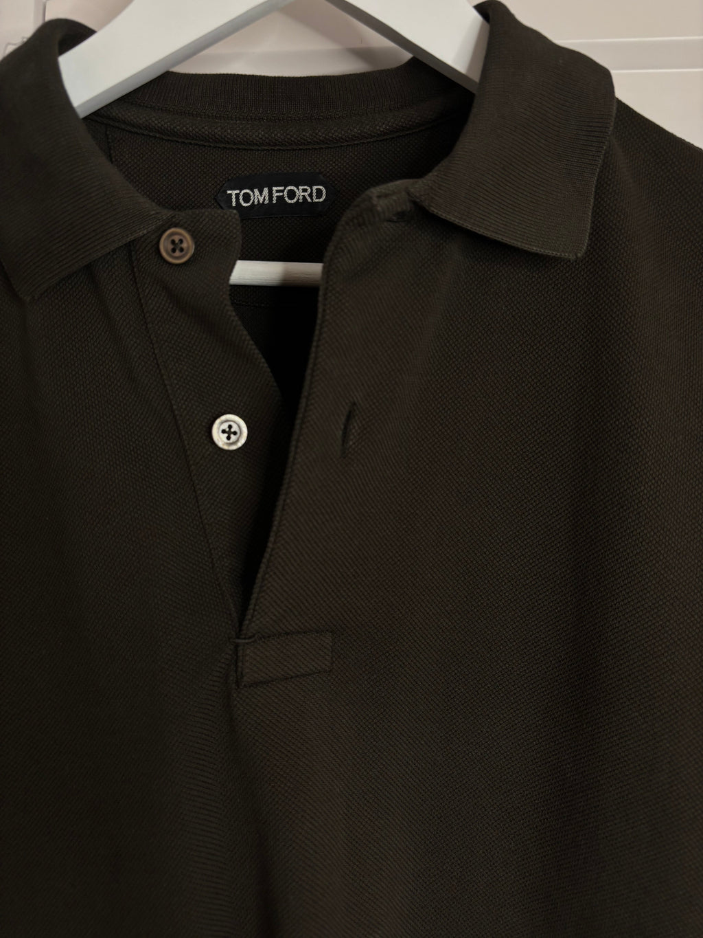 Tom Ford Khaki Cotton Pique Polo T-shirt Men's Size 50