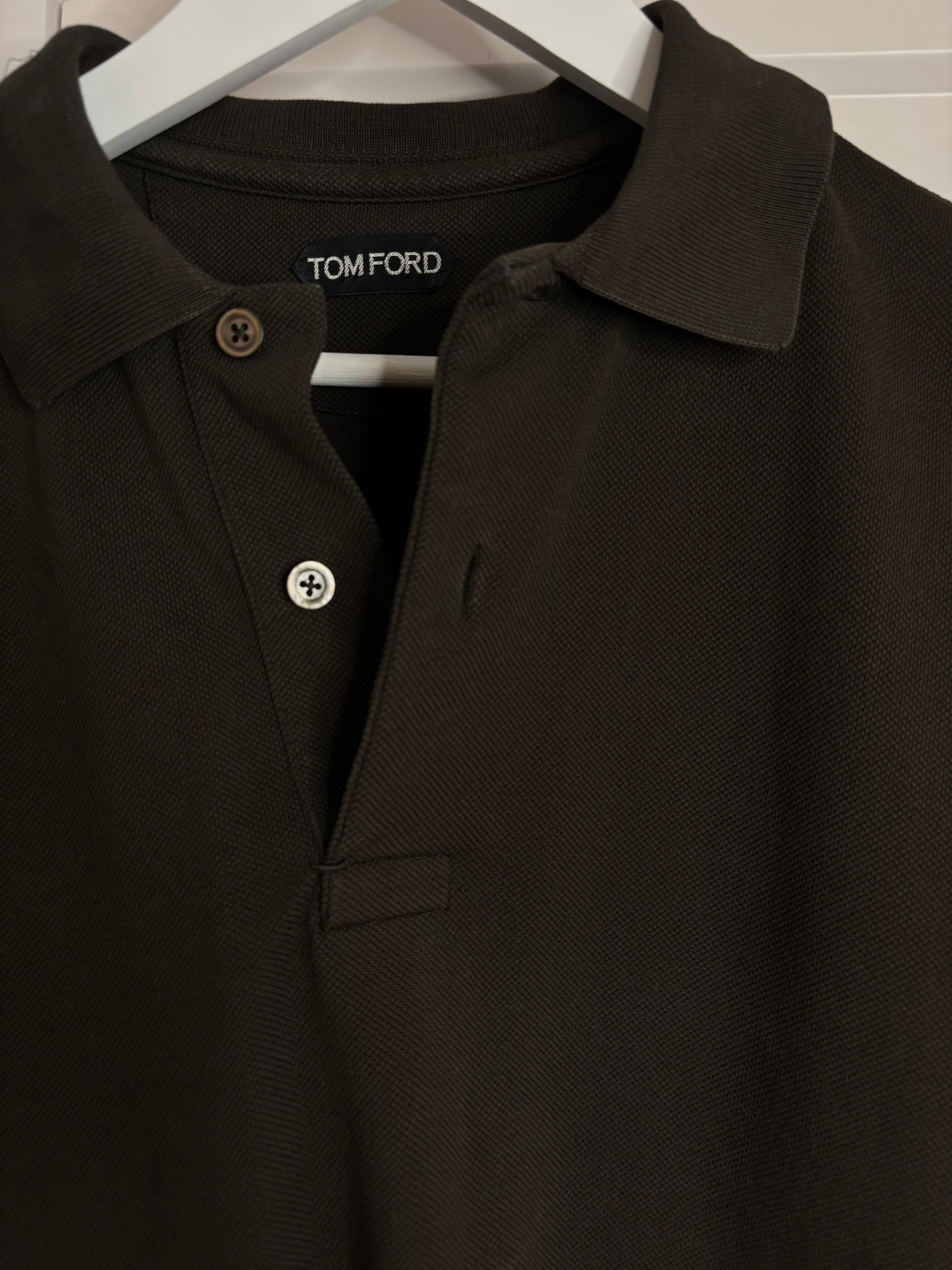Tom Ford Khaki Cotton Pique Polo T-shirt Men's Size 50