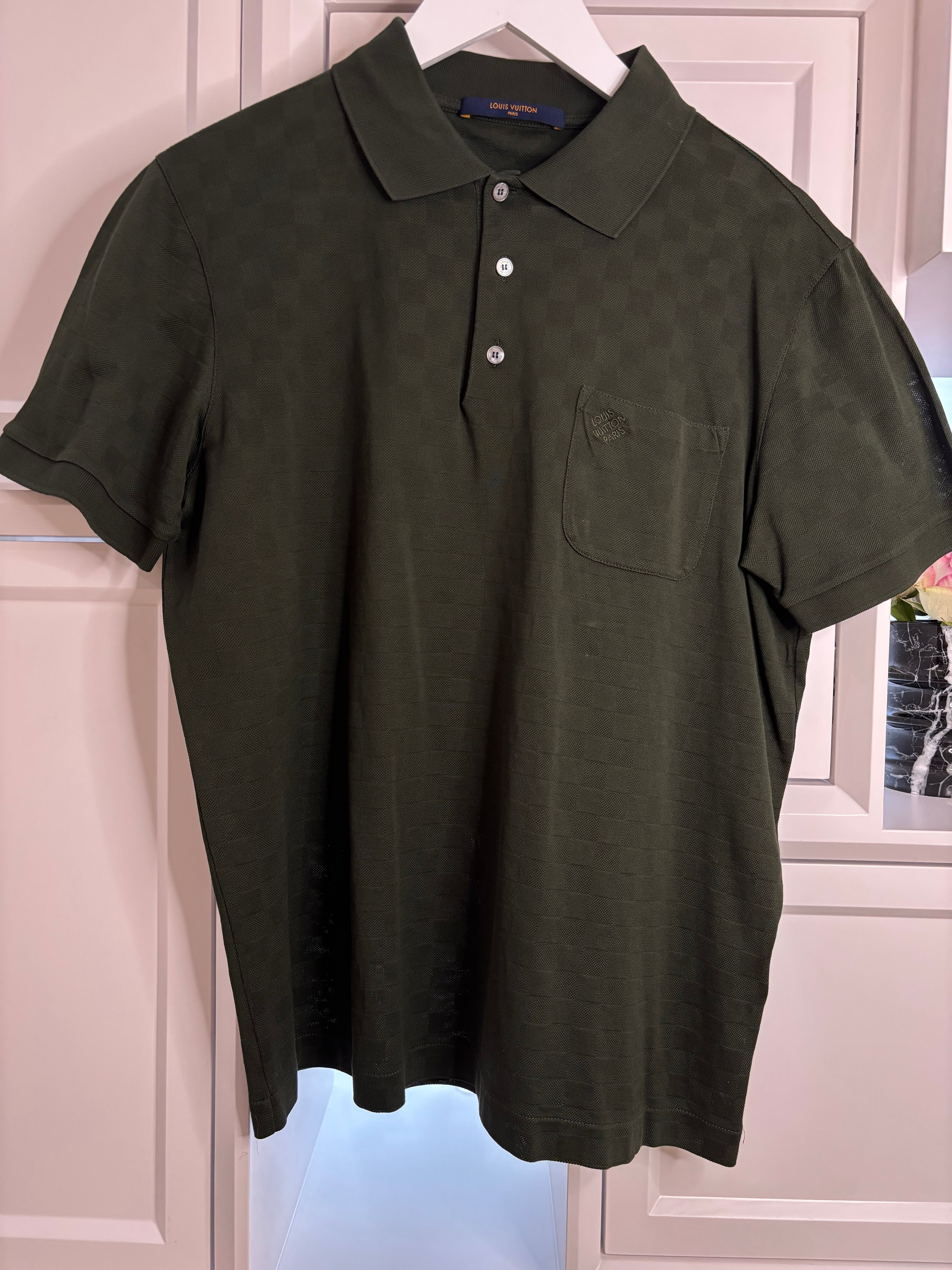 Louis Vuitton Khaki Classic Damier Pique Polo Men's Tshirt L