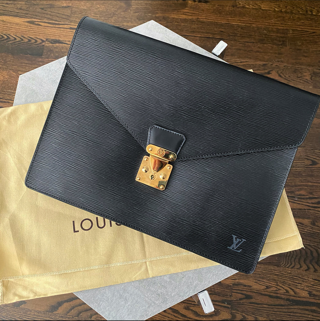 Louis Vuitton Vintage 1990 Black Epi Porte Document Senateur Portfolio