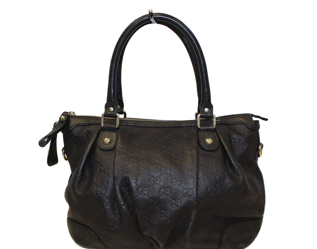 GUCCI Sukey Guccissima Top Handle Black Satchel Bag