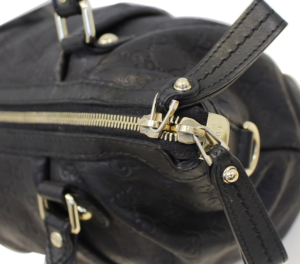 GUCCI Sukey Guccissima Top Handle Black Satchel Bag