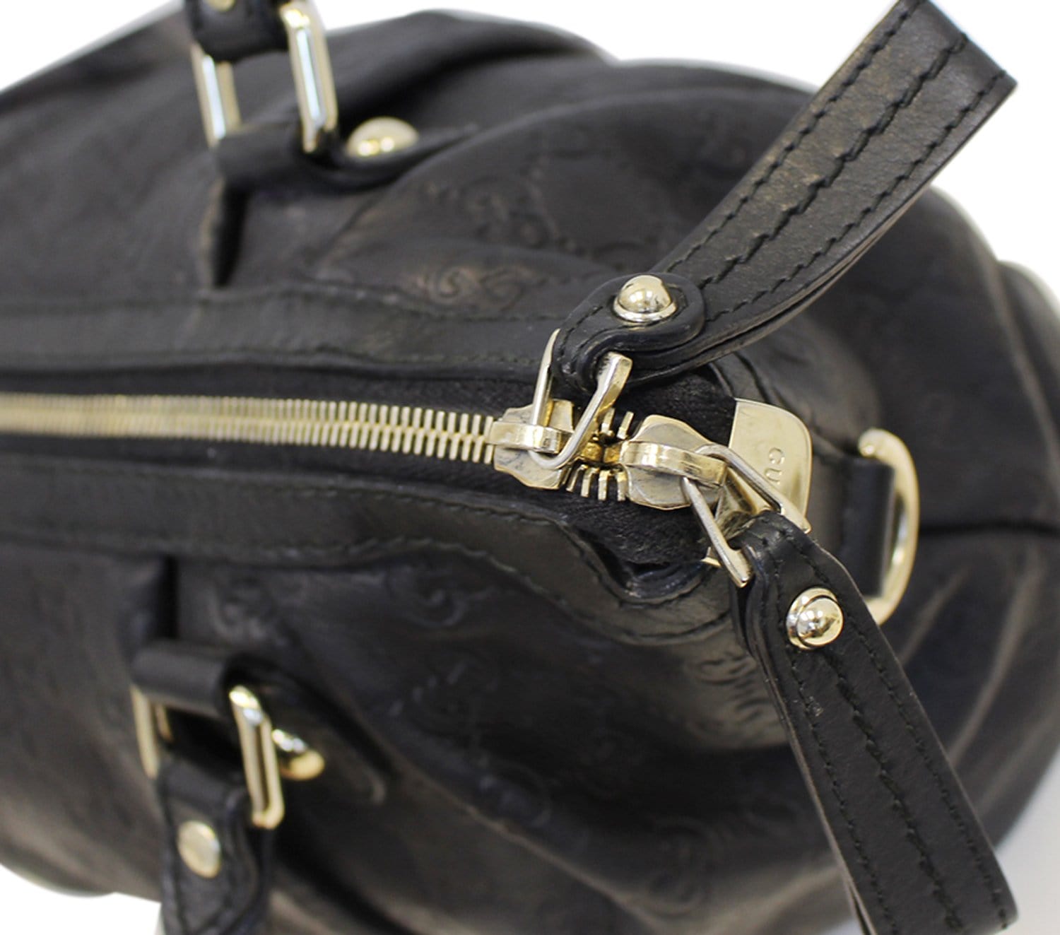 GUCCI Sukey Guccissima Top Handle Black Satchel Bag