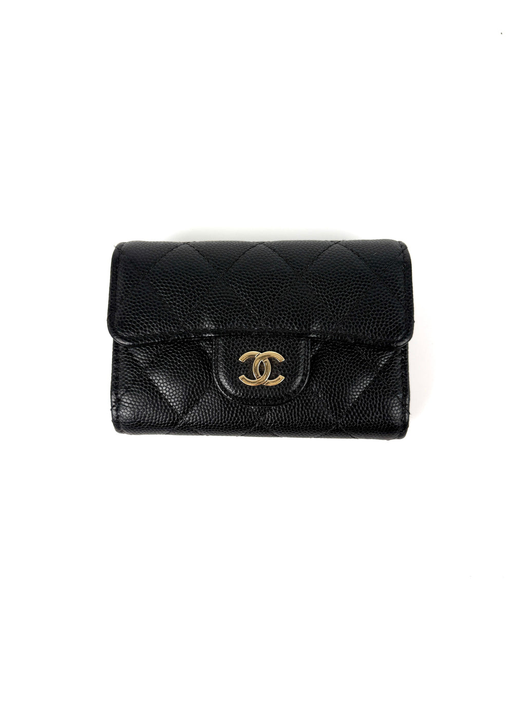 CHANEL Black 4 O-Key CC Quilted Caviar Leather Flap Holder Pouch