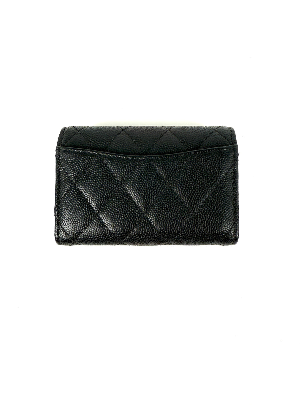 CHANEL Black 4 O-Key CC Quilted Caviar Leather Flap Holder Pouch