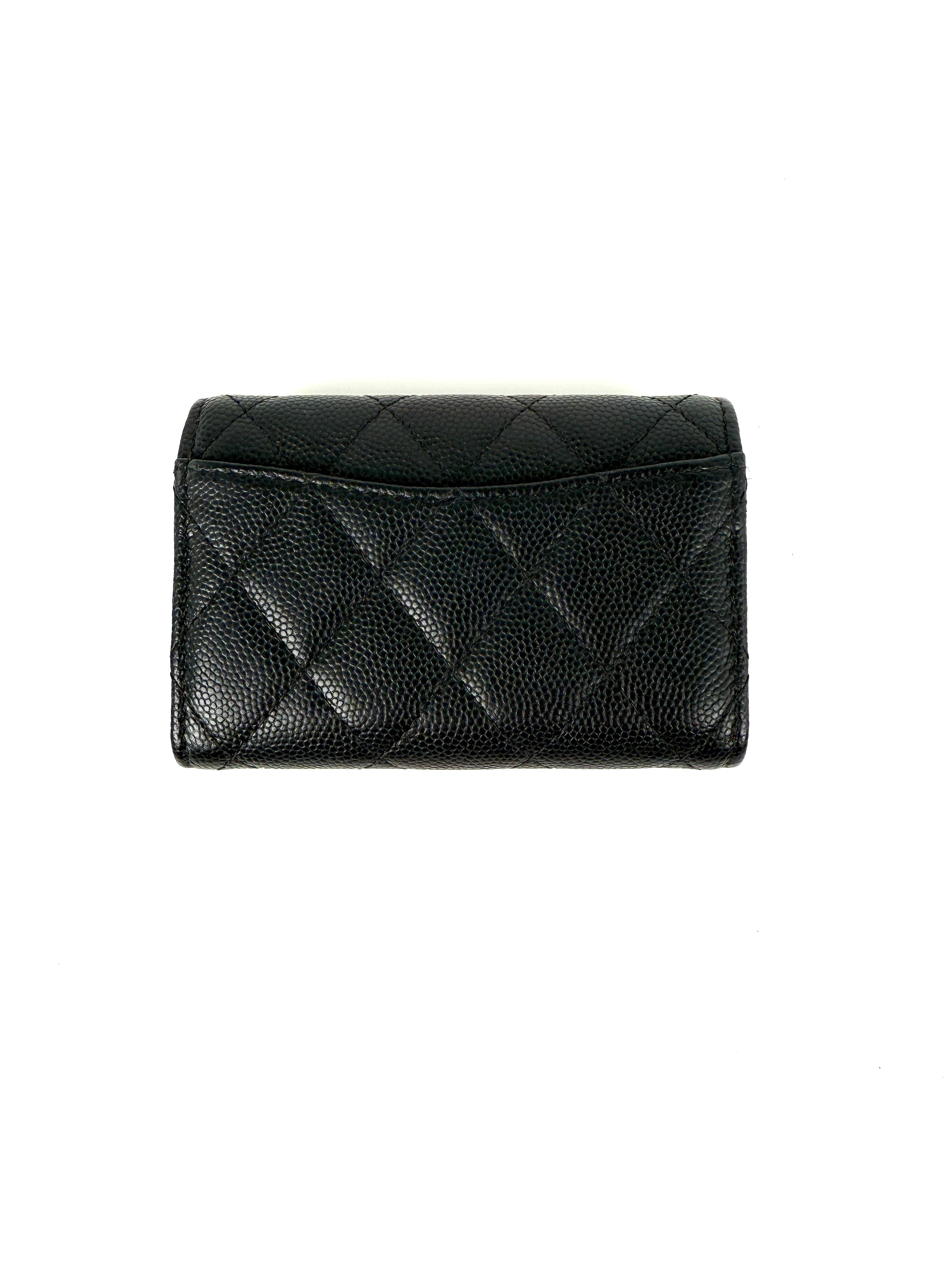 CHANEL Black 4 O-Key CC Quilted Caviar Leather Flap Holder Pouch