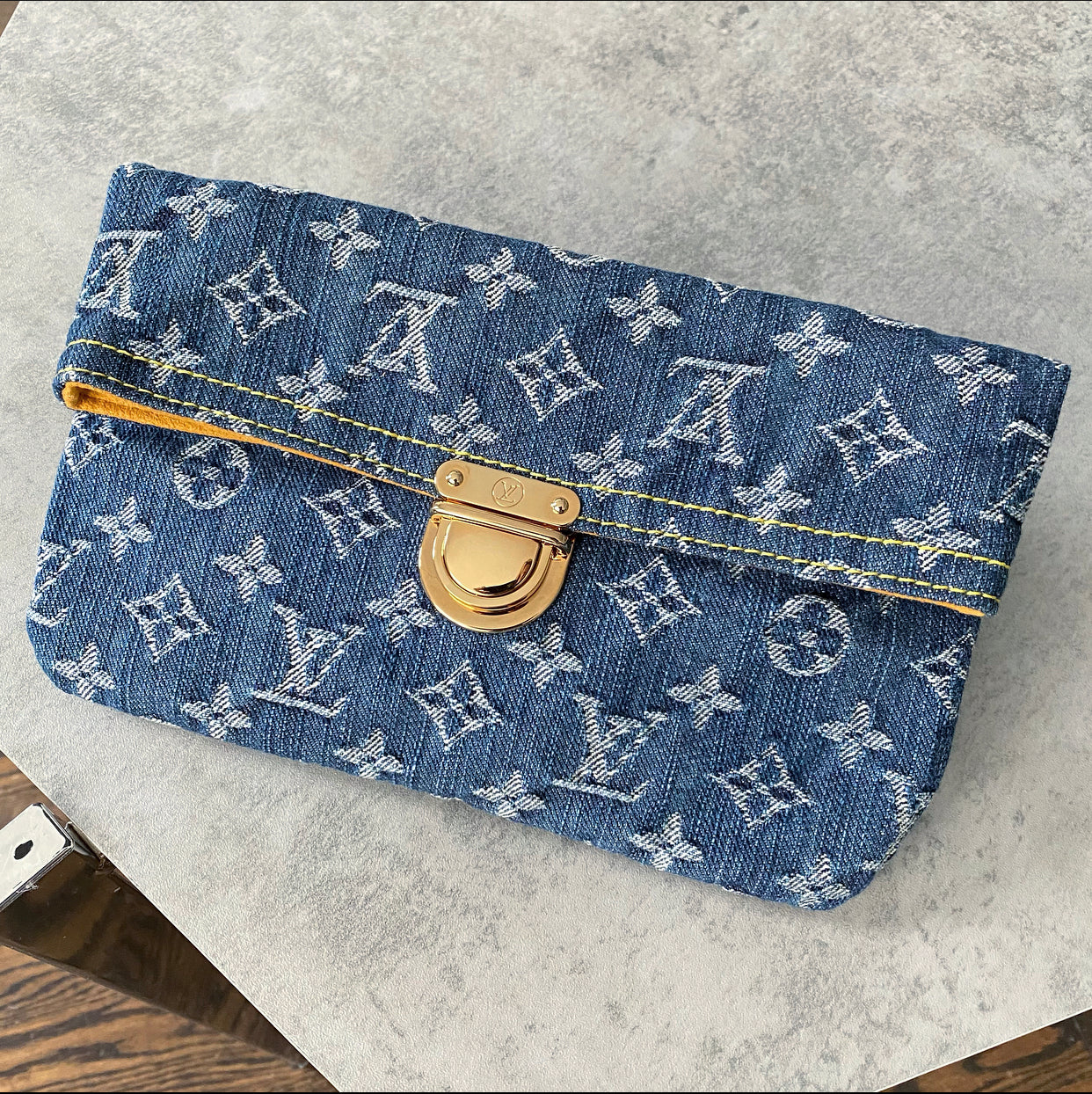 Louis Vuitton Vintage Monogram Denim Pochette Clutch