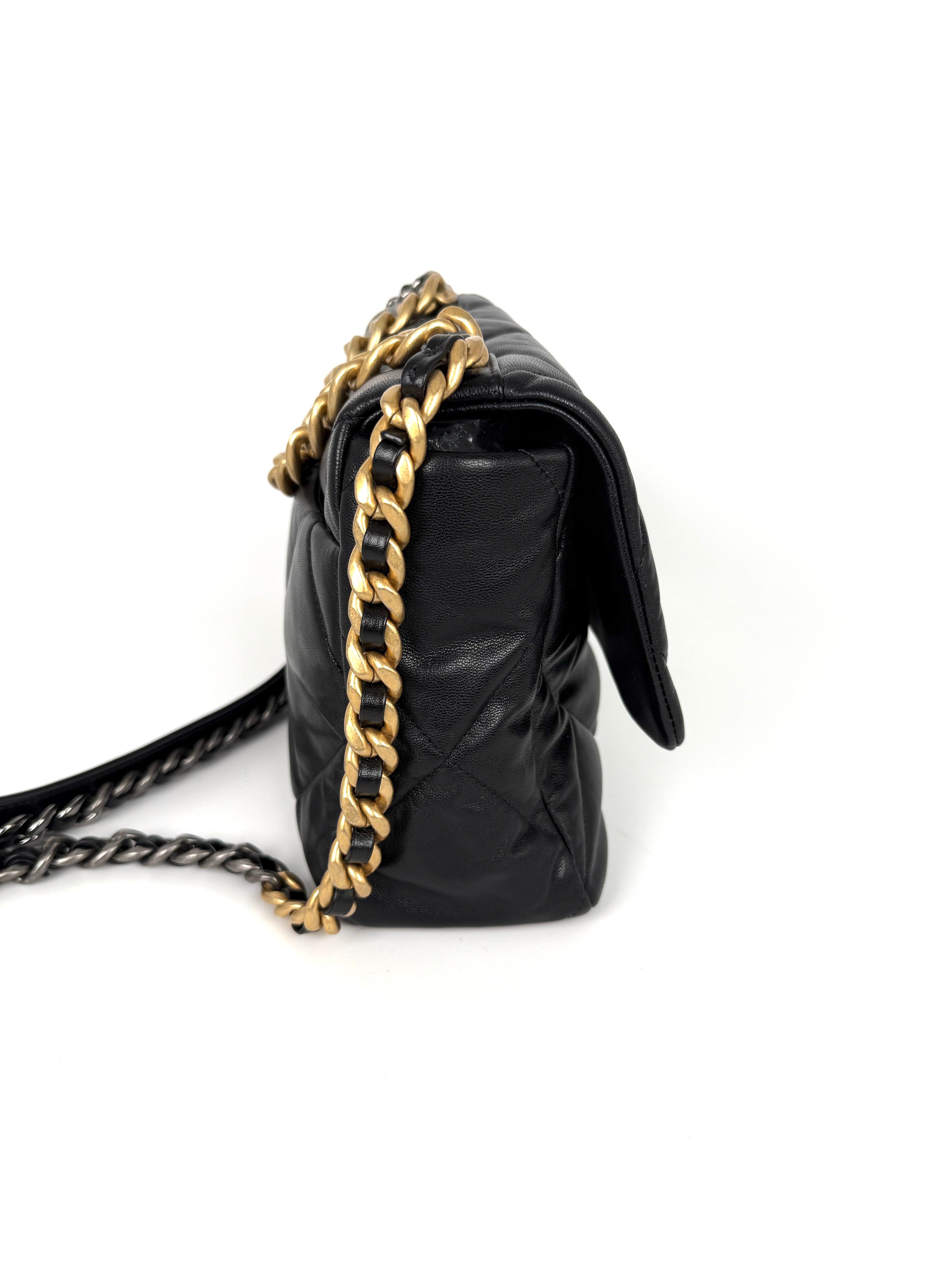 CHANEL 19 2020 Large Black Quilted Gold Hardware Flap Bag