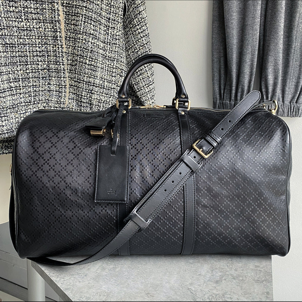 Gucci Black Diamante Large Duffle Travel Bag