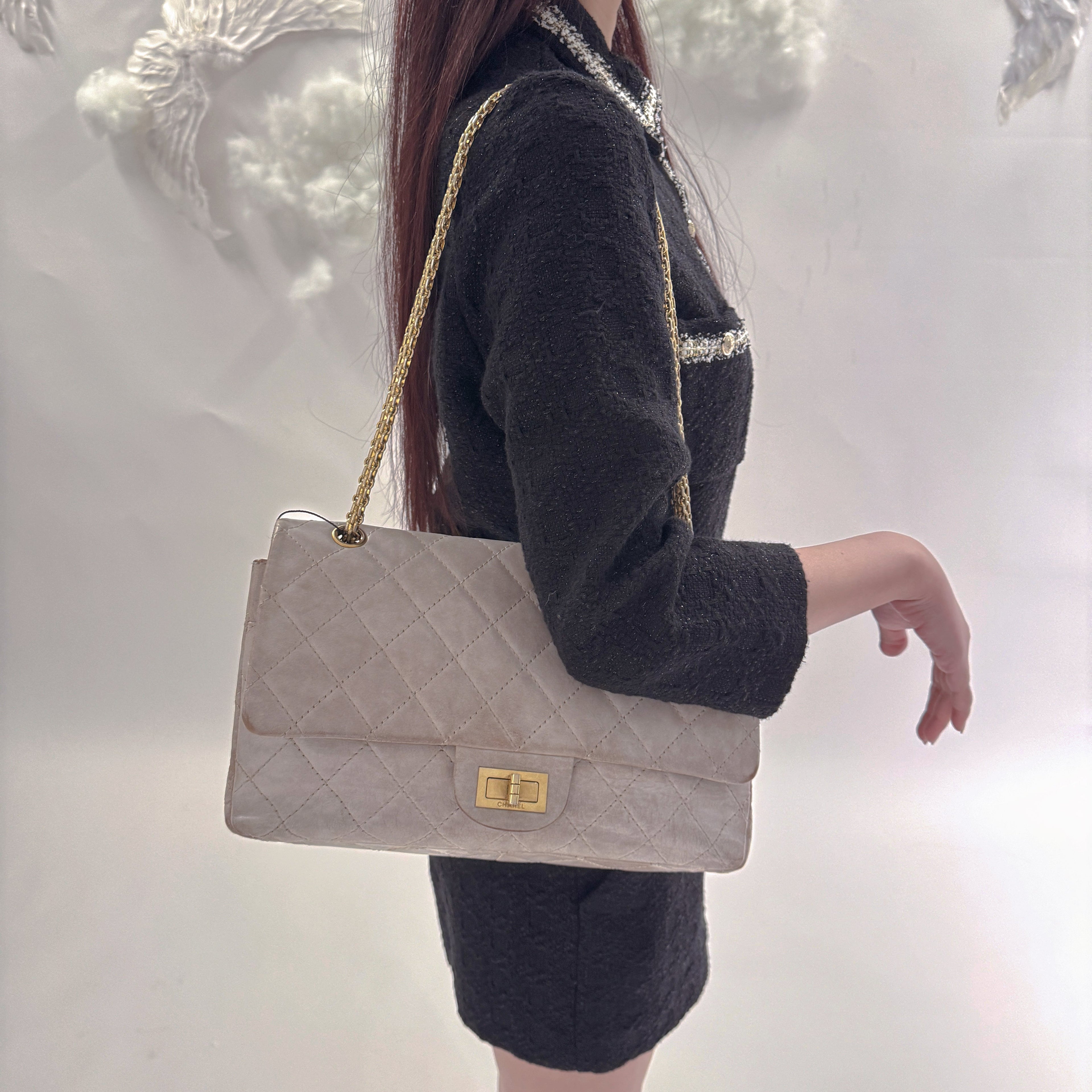 Chanel Icing Marble Aged Leather 2.55 Reissue 227 Classic Flap Bag
