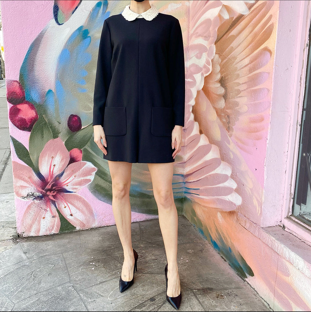Red Valentino Black and White Lace Collar Romper - IT 46 / USA L