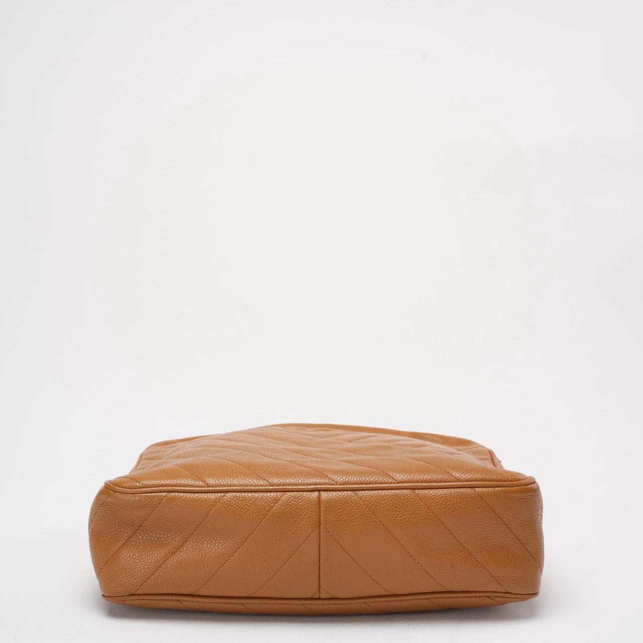 Chanel Vintage Caramel Caviar Diagonal Crossbody Bag