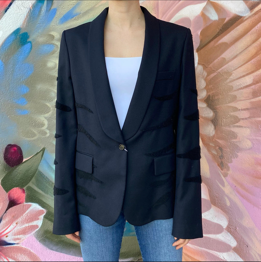 Maison Margiela Midnight Blazer with Black Felt Applique - IT46 / USA 10