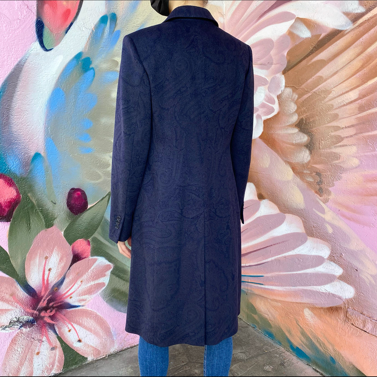 Loro Piana Indigo Paisley Wool Coat - IT44 / USA 8