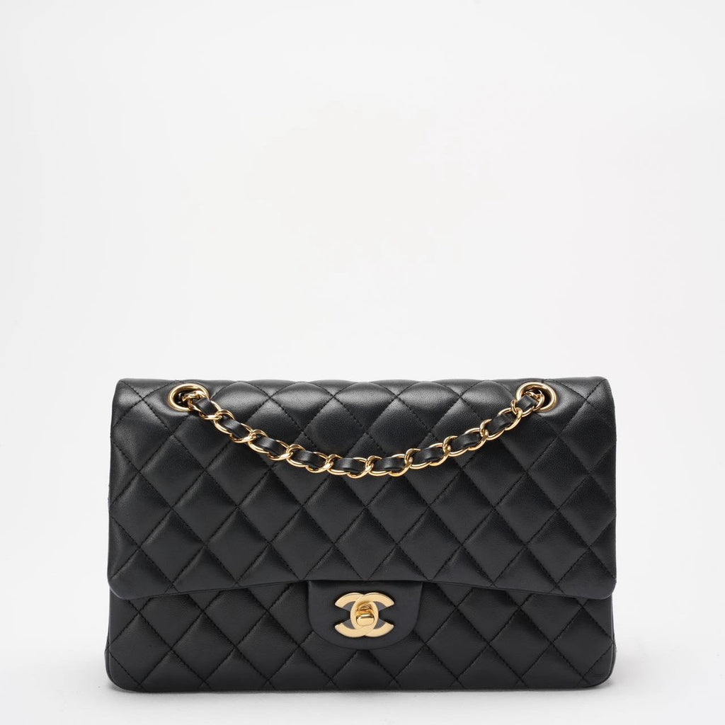 Chanel Black Double Flap Bag Medium Lambskin