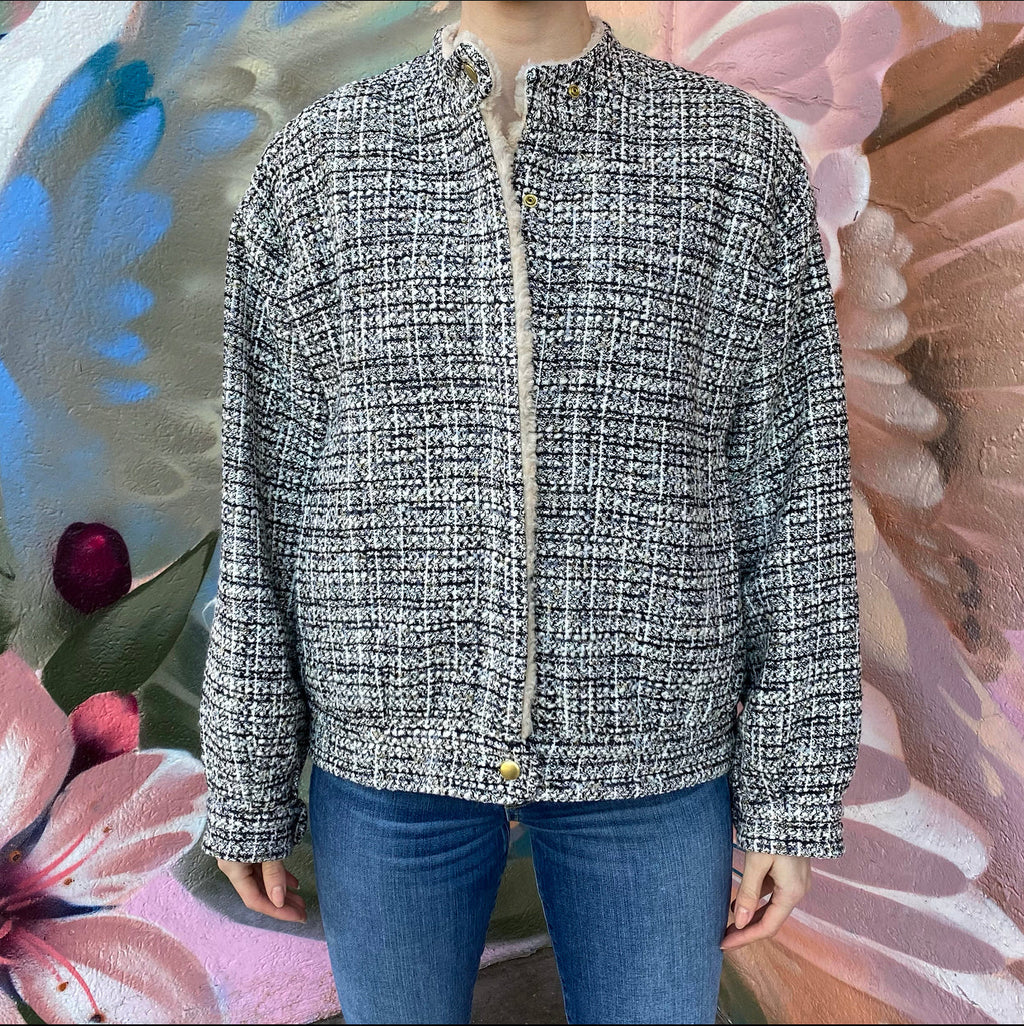 Giambattista Valli AW21 Tweed Faux Shearling Jacket - IT40 / S